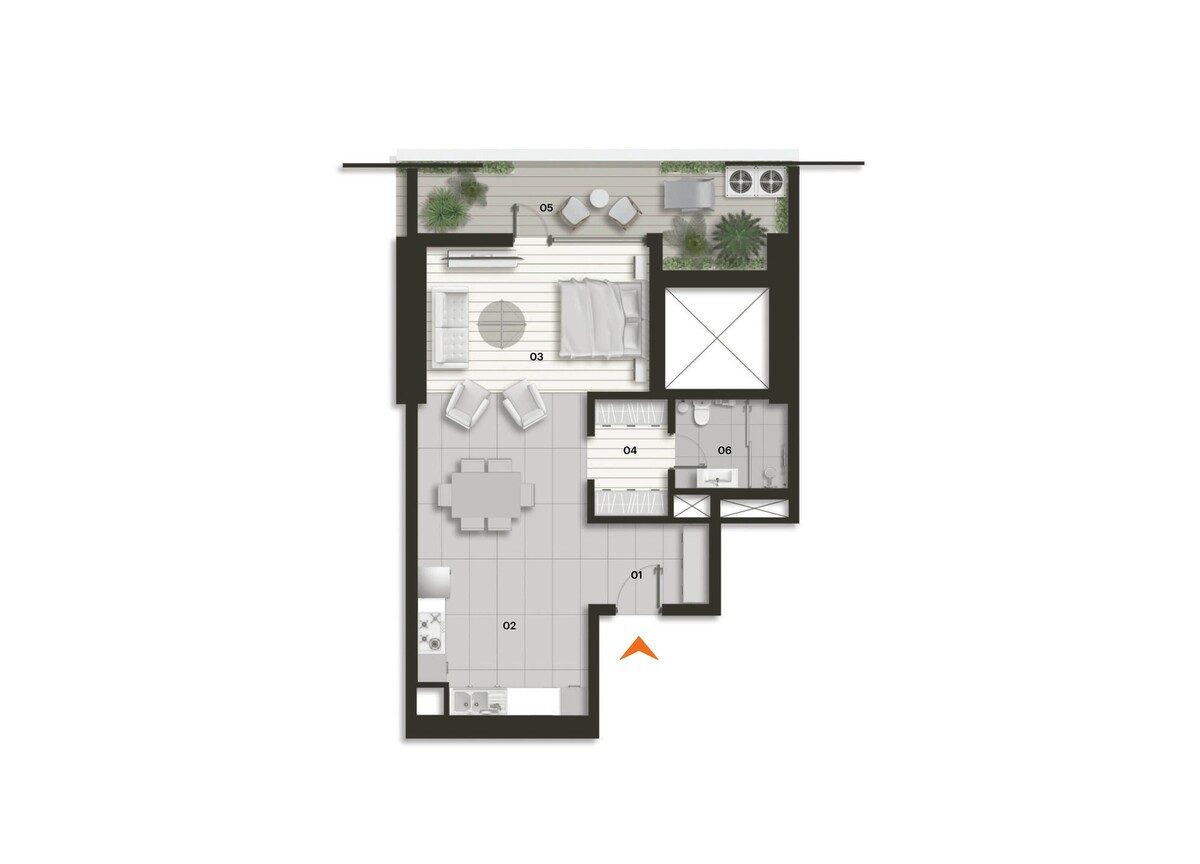 Plan of Tulip Towers studio
