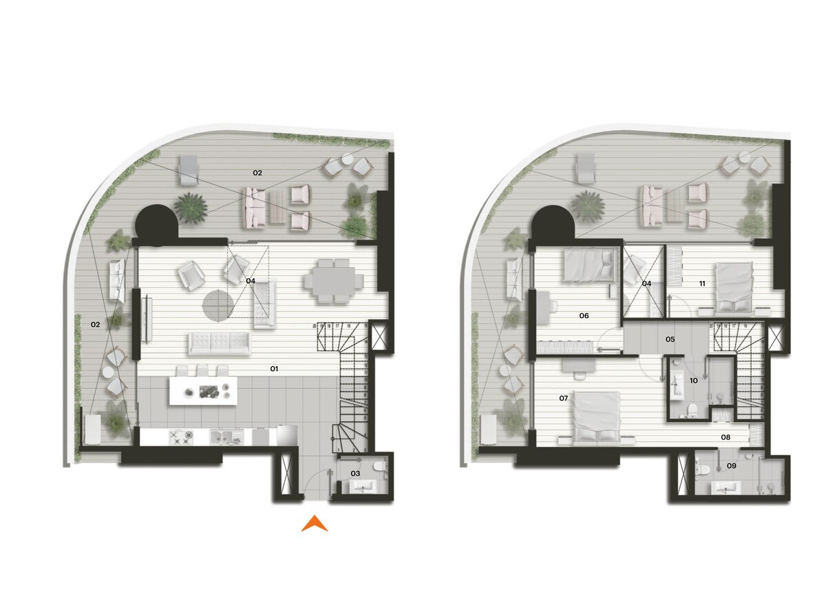 Plan of Tulip Towers 3+1 duplex
